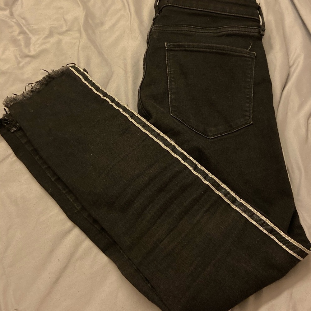 Abercrombie Black Jeans with Silver Side Stripe